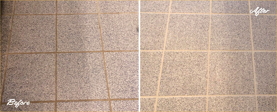 Floor Before and After a Superb Grout Cleaning in Santa Barbara, CA