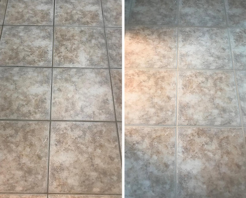 Floor Before and After a Grout Cleaning in Arroyo Grande, CA