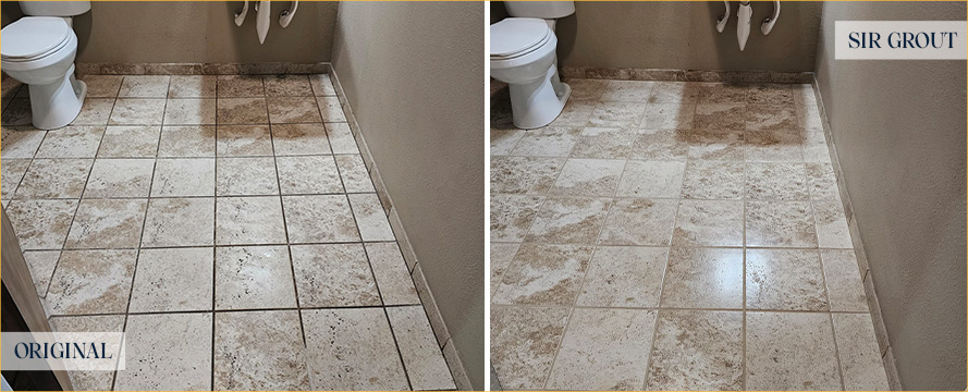 Bathroom Floor Before and After a Flawless Grout Sealing in Atascadero, CA