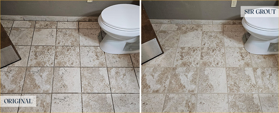 Bathroom Floor Before and After a Superb Grout Sealing in Atascadero, CA