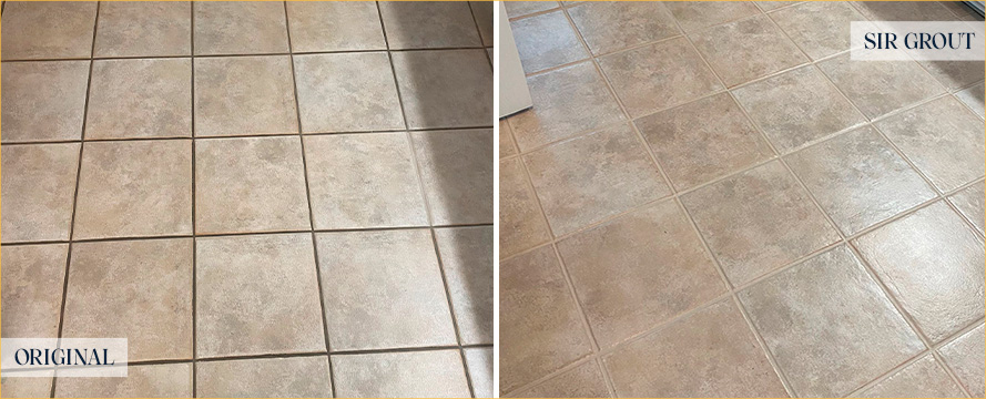 Bathroom Floor Before and After a Flawless Grout Recoloring in Oceano, CA