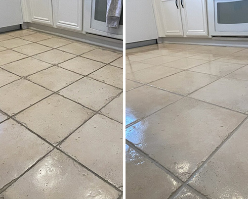 Floor Before and After a Grout Recoloring in Santa Barbara, CA