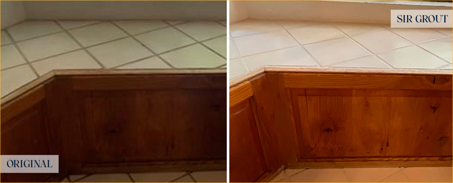 Countertop Before and After a Service from Our Tile and Grout Cleaners in Buellton