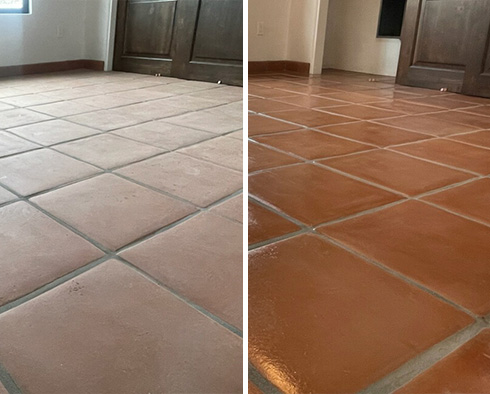 Floor Before and After a Grout Sealing in Nipomo, CA