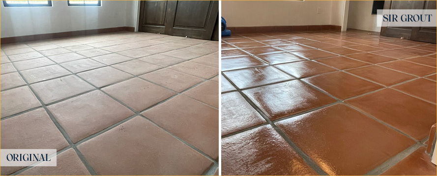 Floor Before and After a Flawless Grout Sealing in Nipomo, CA