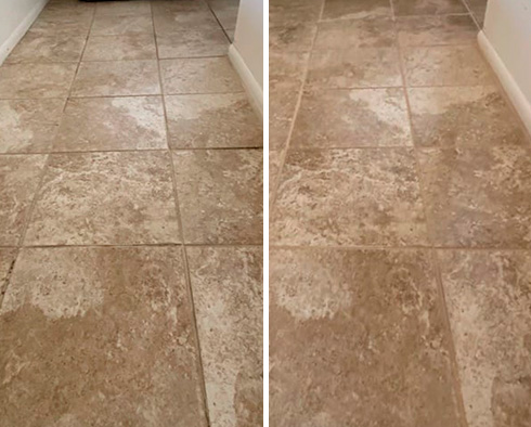 Hallway Floor Before and After a Service from Our Tile and Grout Cleaners in San Luis Obispo