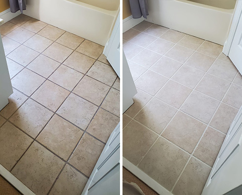 Floor Before and After a Grout Cleaning in Santa Maria, CA