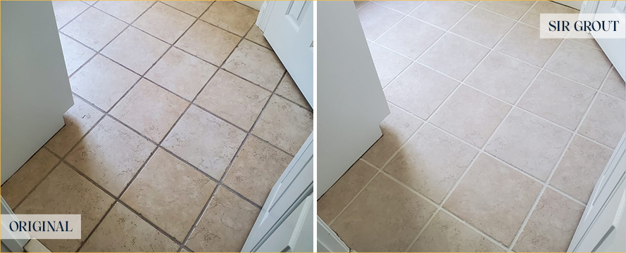 Floor Before and After a Flawless Grout Cleaning in Santa Maria, CA