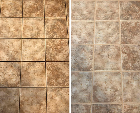 Tile Floor Before and After a Grout Sealing in Atascadero