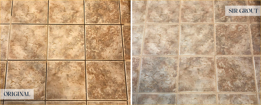 Tile Floor Before and After a Grout Sealing in Atascadero