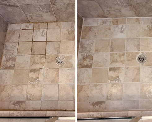 Shower Before and After a Grout Sealing in Maricopa, CA