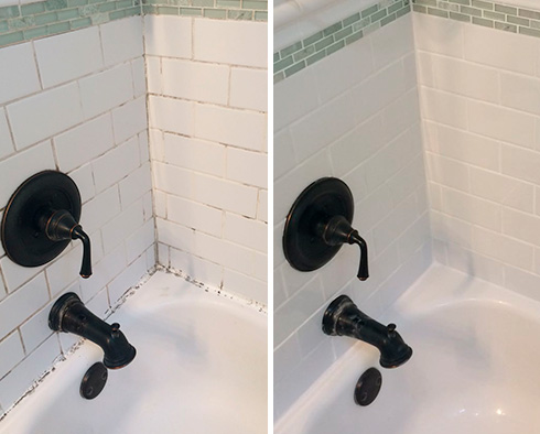 Shower Before and After a Grout Cleaning in Santa Barbara, CA