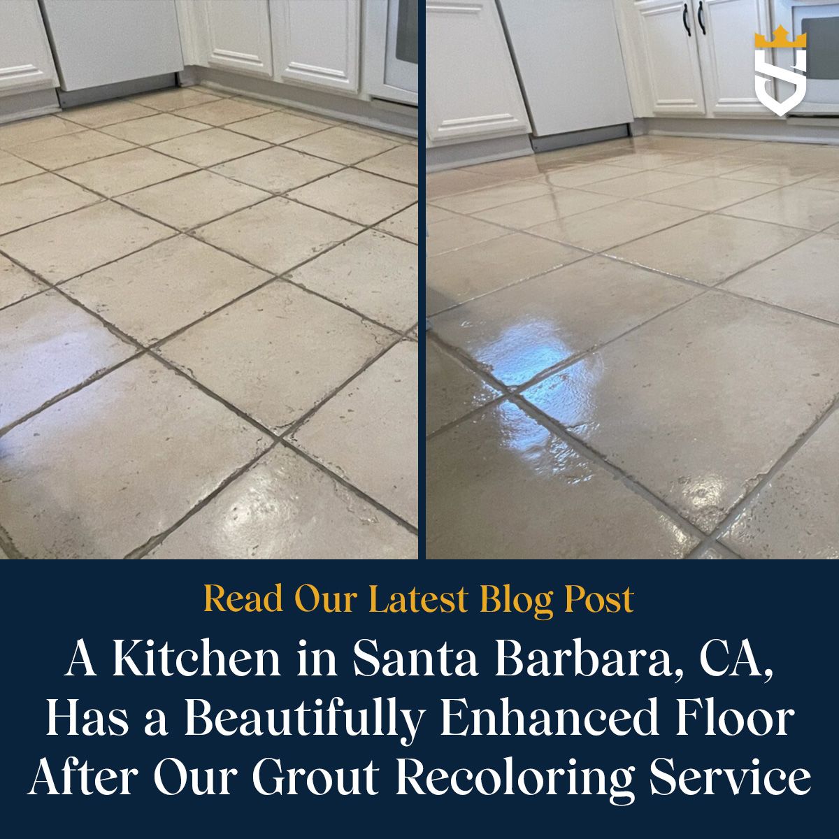 A Kitchen in Santa Barbara, CA, Has a Beautifully Enhanced Floor After Our Grout Recoloring Service